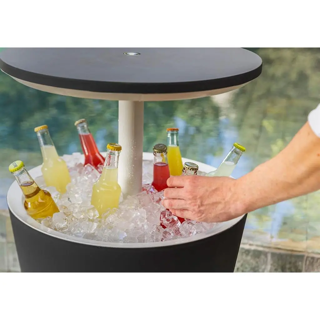 МНОГОФУНКЦИОНАЛЕН ГРАДИНСКИ БАР/СТОЛ С ХЛАДИЛНА КУТИЯ, 49.5x49.5x57–84.5 СМ, БЯЛ - Image 5