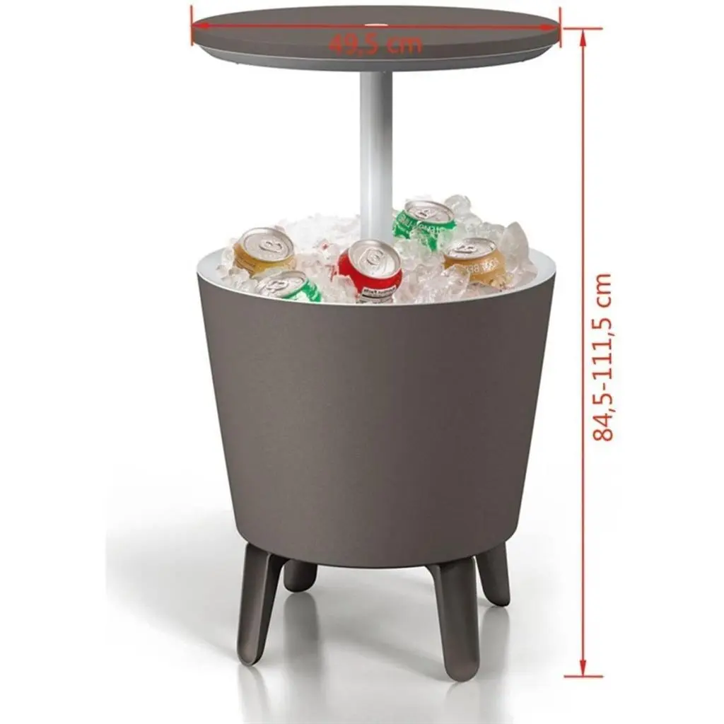 МНОГОФУНКЦИОНАЛЕН ГРАДИНСКИ БАР/СТОЛ С ХЛАДИЛНА КУТИЯ, 49.5x49.5x57–84.5 СМ, СИВ - Image 3