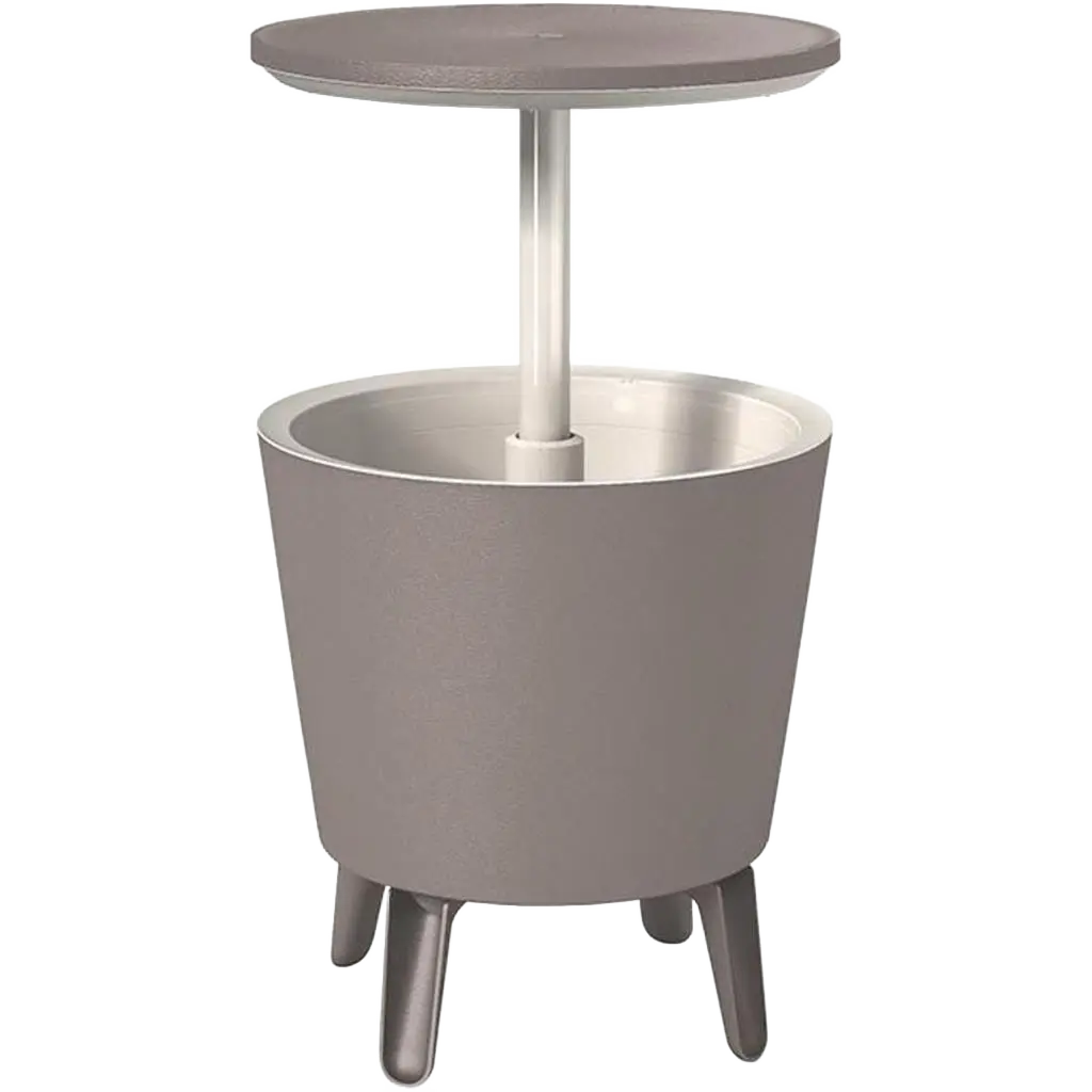 МНОГОФУНКЦИОНАЛЕН ГРАДИНСКИ БАР/СТОЛ С ХЛАДИЛНА КУТИЯ, 49.5x49.5x57–84.5 СМ, СИВ