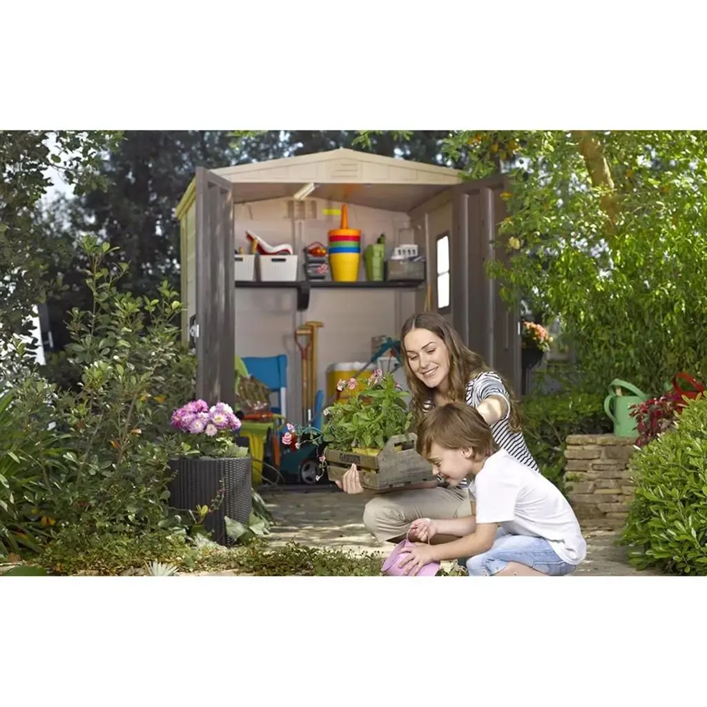 ГРАДИНСКА БАРАКА KETER FACTOR 6x6, 178x196x208 CM, ЦВЯТ СИВ/БЕЖОВ - Image 3