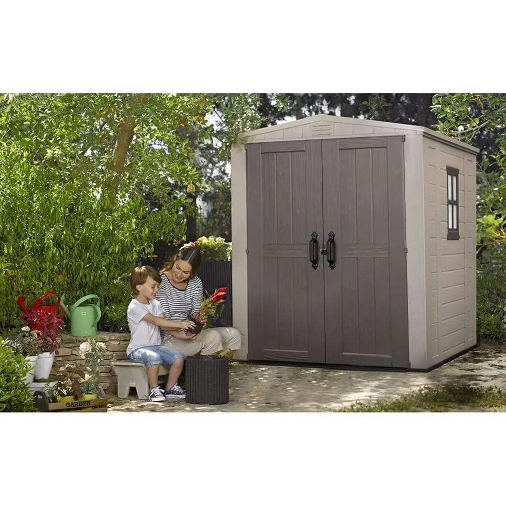 ГРАДИНСКА БАРАКА KETER FACTOR 6x6, 178x196x208 CM, ЦВЯТ СИВ/БЕЖОВ - Image 5