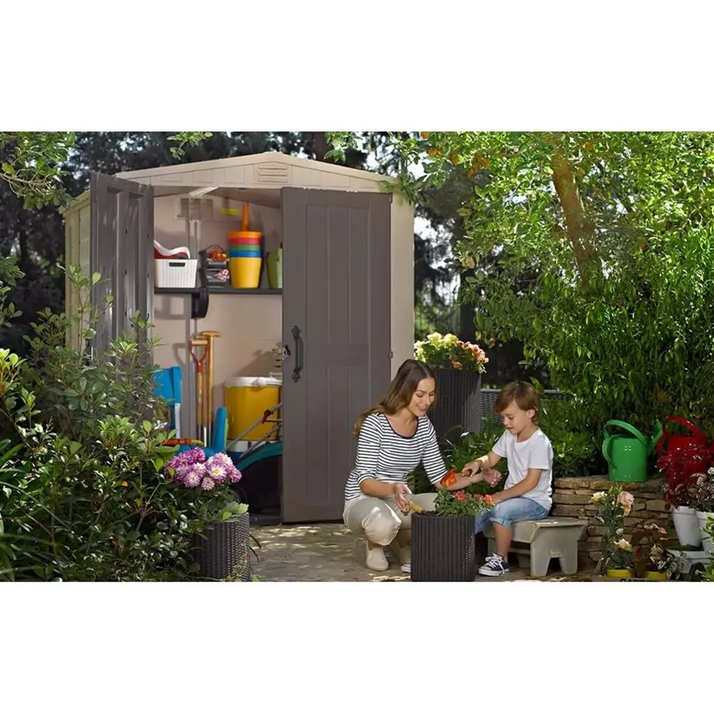 ГРАДИНСКА БАРАКА KETER FACTOR 6x6, 178x196x208 CM, ЦВЯТ СИВ/БЕЖОВ - Image 6