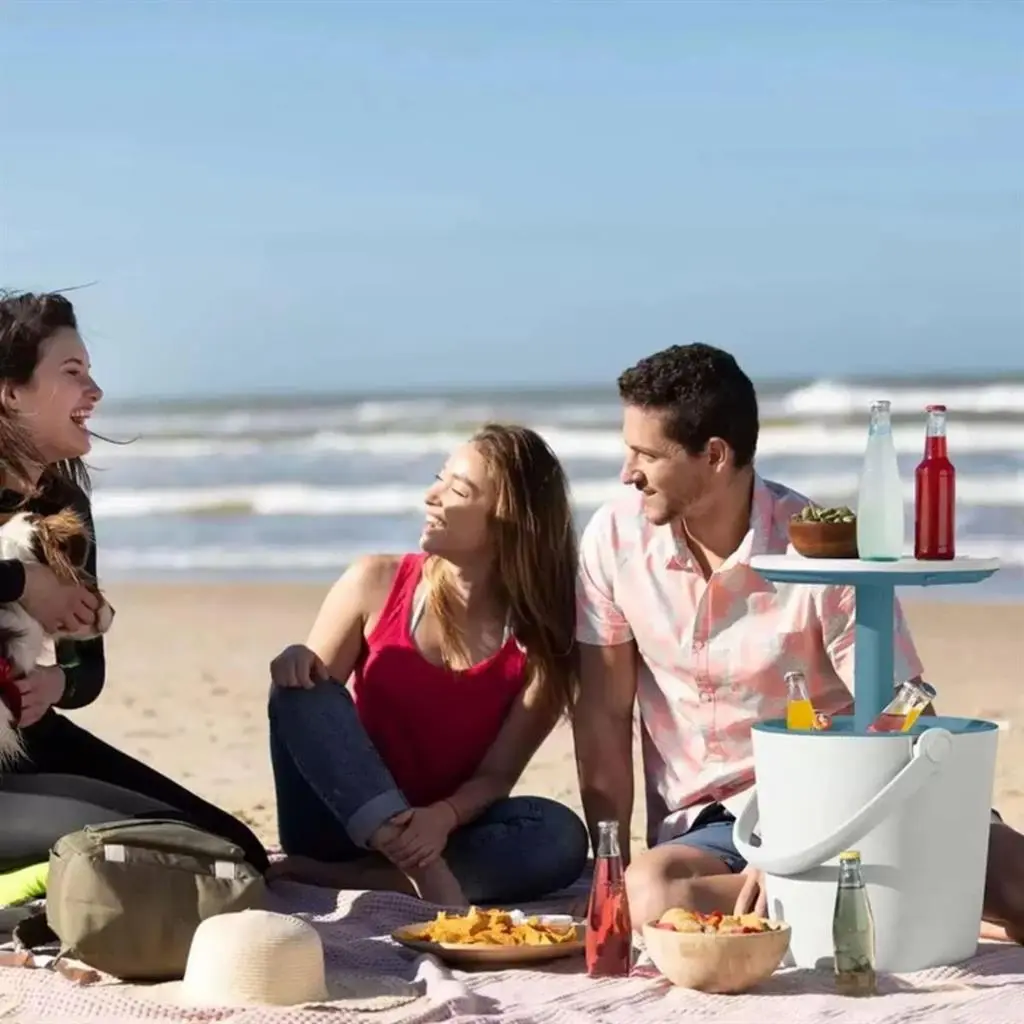 МНОГОФУНКЦИОНАЛЕН ГРАДИНСКИ БАР/СТОЛ С ХЛАДИЛНА КУТИЯ, 38x38x37–60 СМ, БЯЛ - Image 4