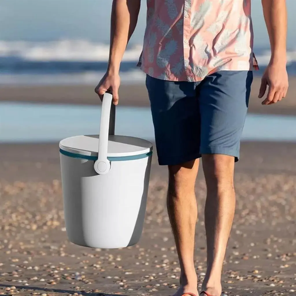 МНОГОФУНКЦИОНАЛЕН ГРАДИНСКИ БАР/СТОЛ С ХЛАДИЛНА КУТИЯ, 38x38x37–60 СМ, БЯЛ - Image 5