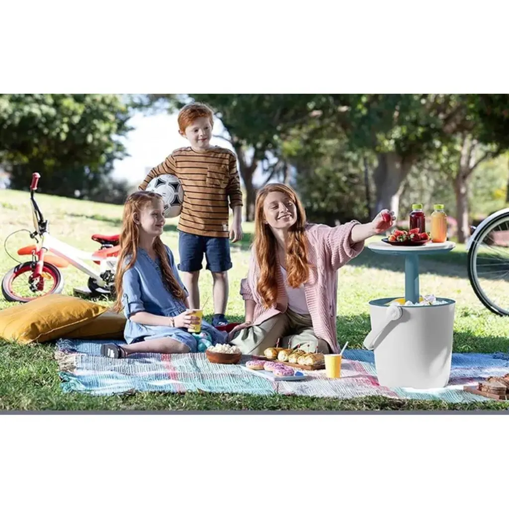 МНОГОФУНКЦИОНАЛЕН ГРАДИНСКИ БАР/СТОЛ С ХЛАДИЛНА КУТИЯ, 38x38x37–60 СМ, БЯЛ - Image 7