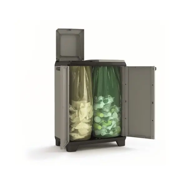 ШКАФ ЗА РАЗДЕЛНО СЪБИРАНЕ НА ОТПАДЪЦИ PLANET, 680x390x920MM, СИВ - Image 2