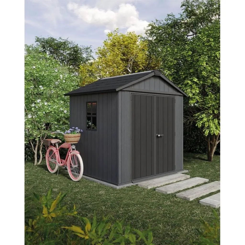 ГРАДИНСКА БАРАКА KETER NEWTON PLUS 7x7.5, 224x230x246 CM, ЦВЯТ ТЪМНО СИВ/КАФЯВ - Image 4