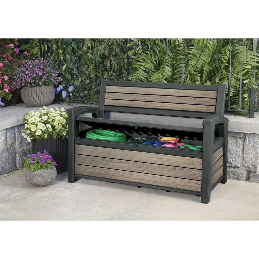 ГРАДИНСКИ ПЕЙКА С ОТДЕЛЕНИЕ ЗА СЪХРАНЕНИЕ DECO GARDEN BENCH WALNUT 227L, 133x61x89 CM, ДЪРВЕСЕН ЕФЕКТ - Image 2