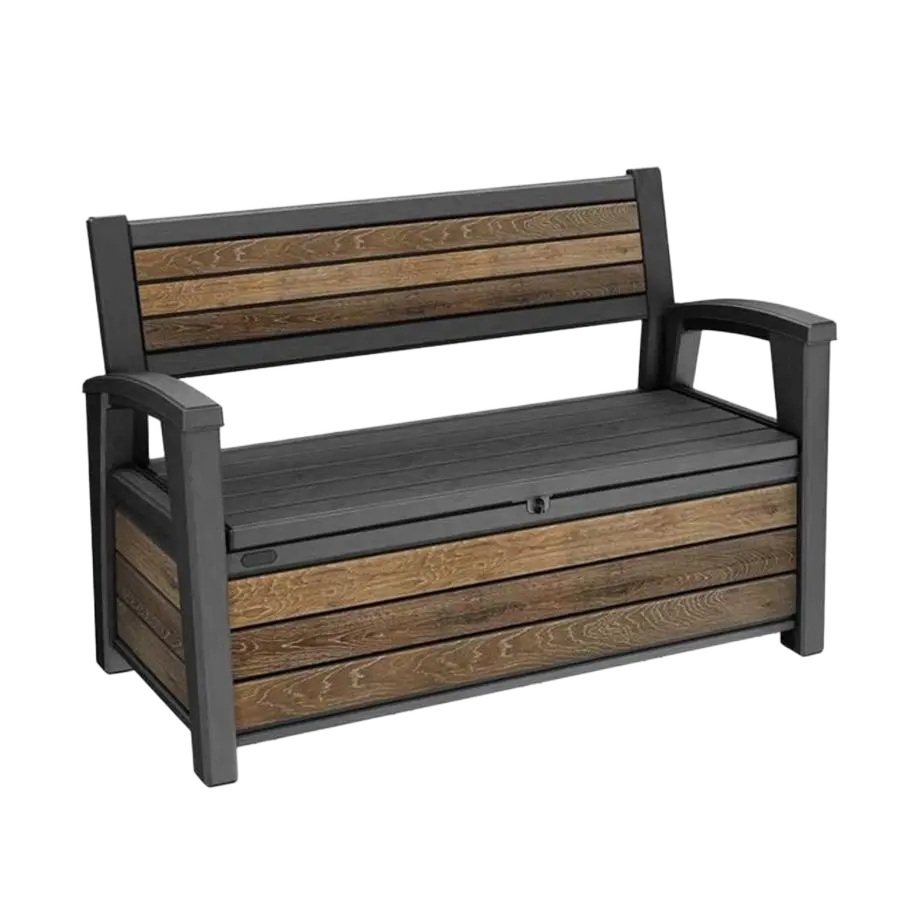 ГРАДИНСКИ ПЕЙКА С ОТДЕЛЕНИЕ ЗА СЪХРАНЕНИЕ DECO GARDEN BENCH WALNUT 227L, 133x61x89 CM, ДЪРВЕСЕН ЕФЕКТ