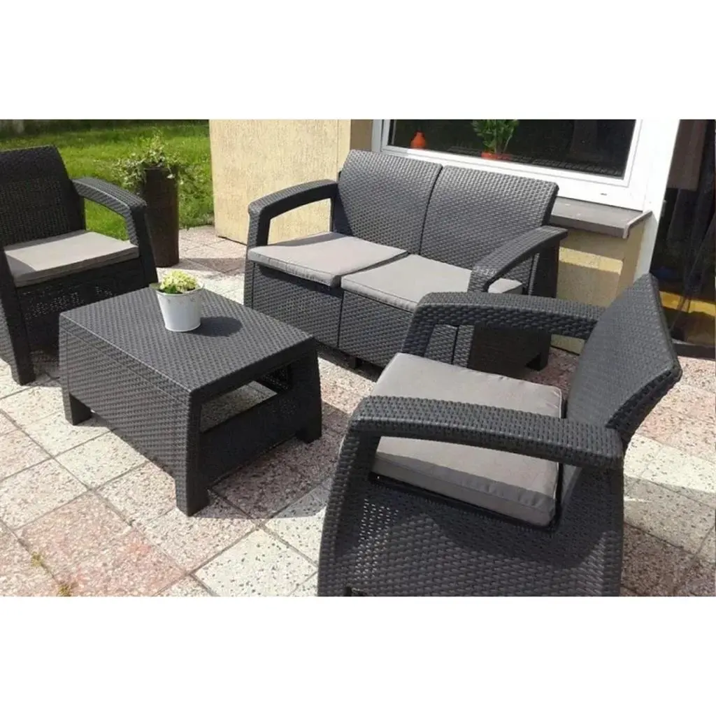 КОМПЛЕКТ ГРАДИНСКИ МЕБЕЛИ CORFU SET, 4 МЕСТА, ЦВЯТ ГРАФИТ - Image 5