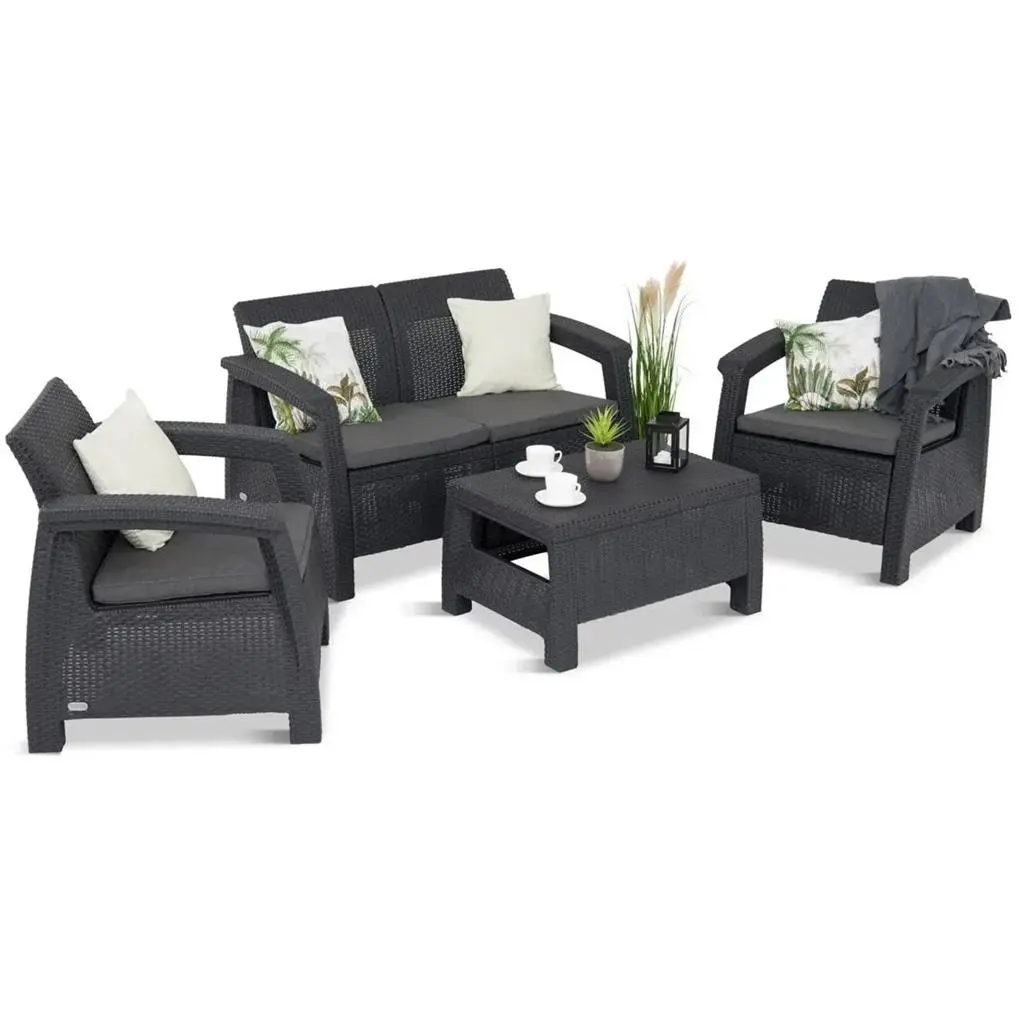 КОМПЛЕКТ ГРАДИНСКИ МЕБЕЛИ CORFU SET, 4 МЕСТА, ЦВЯТ ГРАФИТ - Image 2