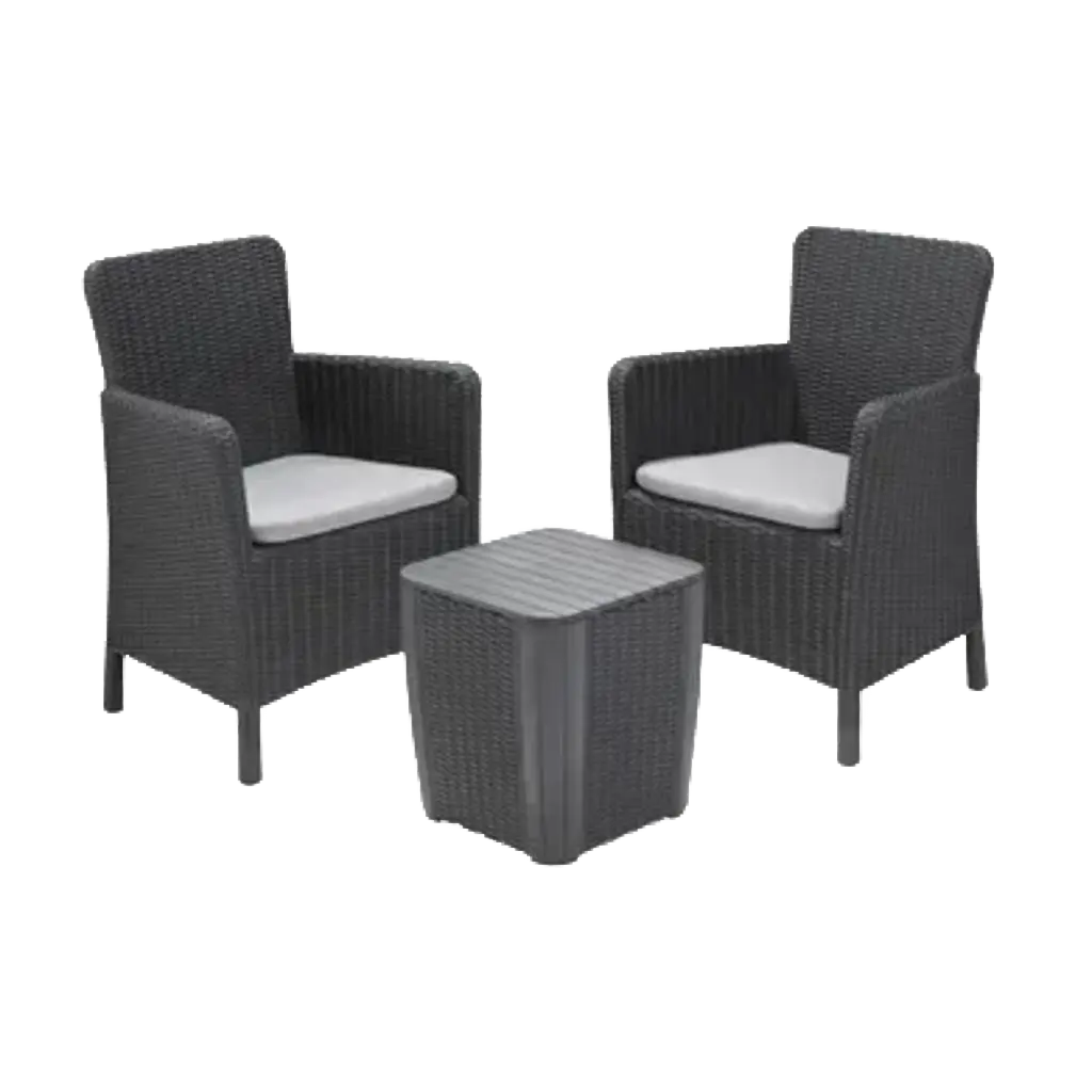 КОМПЛЕКТ ГРАДИНСКИ МЕБЕЛИ TRENTON, 2 МЕСТА, ЦВЯТ ГРАФИТ