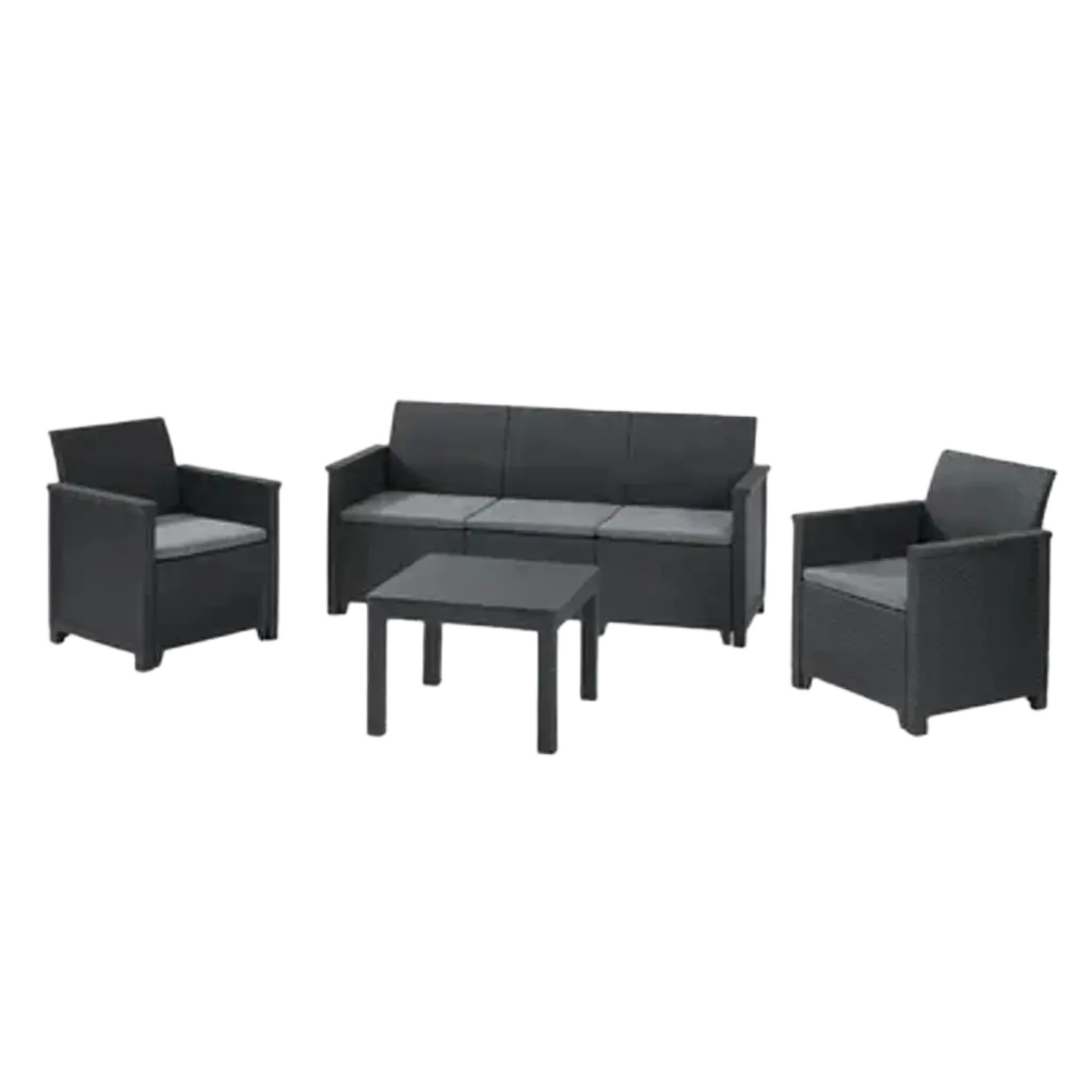 КОМПЛЕКТ ГРАДИНСКИ МЕБЕЛИ ELODIE 5, 4 МЕСТА, ЦВЯТ ГРАФИТ