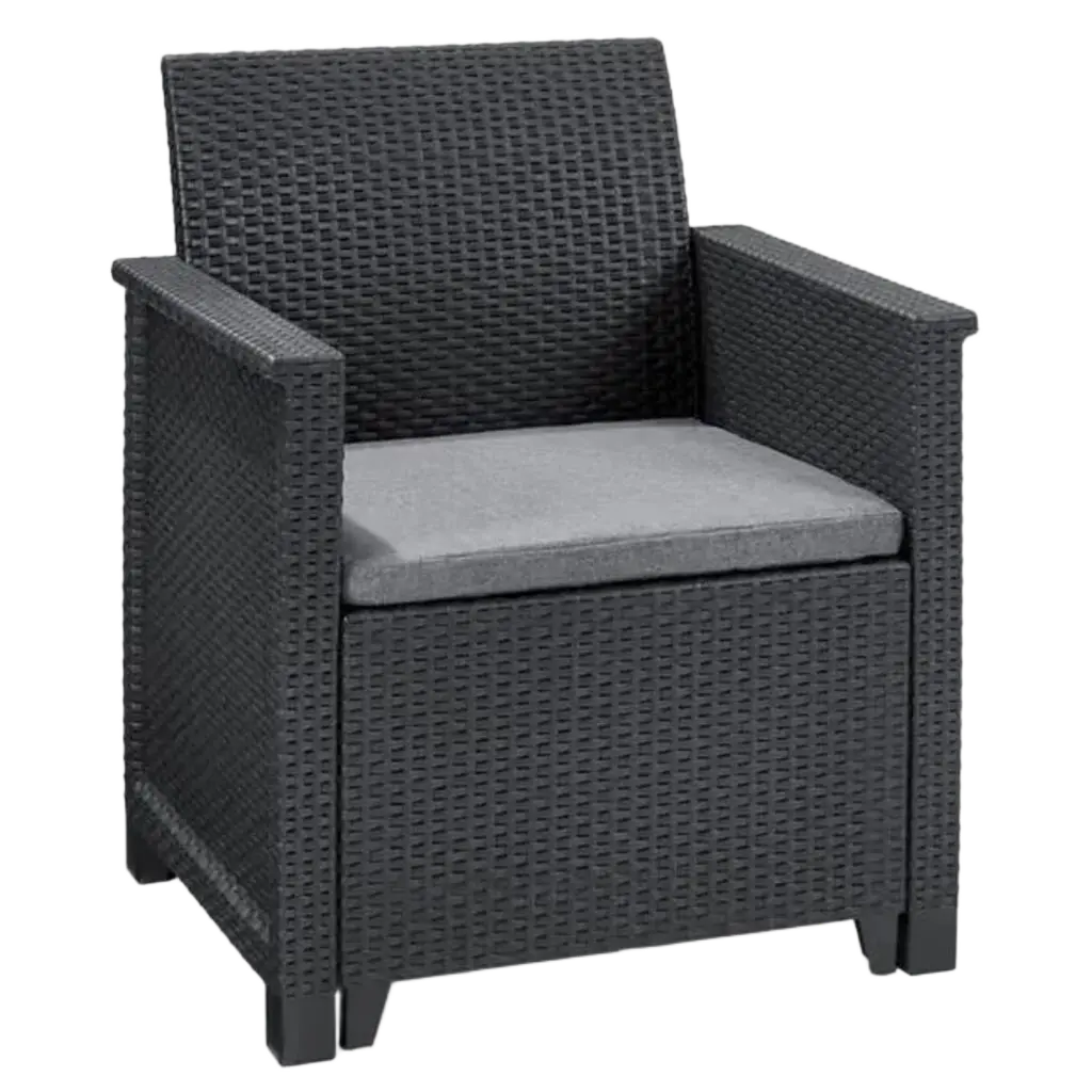 КОМПЛЕКТ ГРАДИНСКИ МЕБЕЛИ ELODIE 2, 4 МЕСТА, ЦВЯТ ГРАФИТ