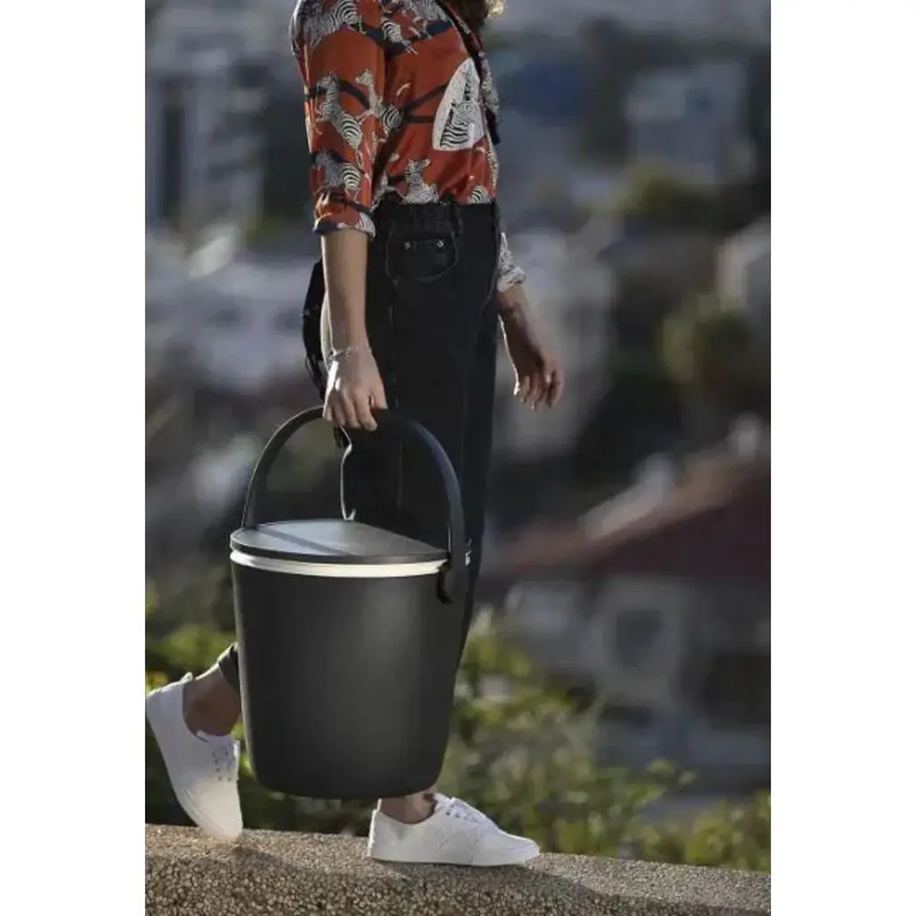 МНОГОФУНКЦИОНАЛЕН ГРАДИНСКИ БАР/СТОЛ С ХЛАДИЛНА КУТИЯ, 38x38x37–60 СМ, СИВ - Image 4