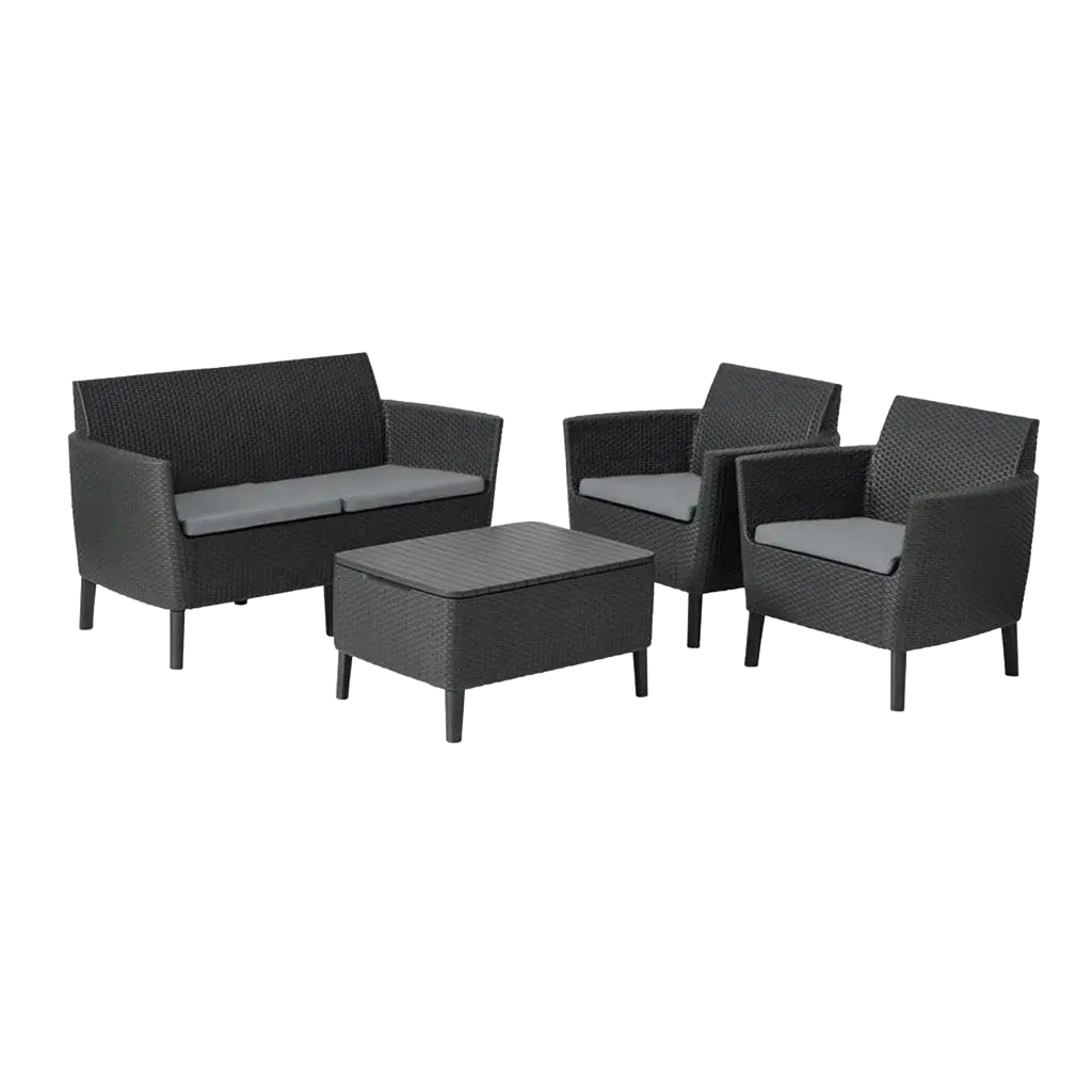 КОМПЛЕКТ ГРАДИНСКИ МЕБЕЛИ SALEMO SET, 4 МЕСТА, ЦВЯТ ГРАФИТ